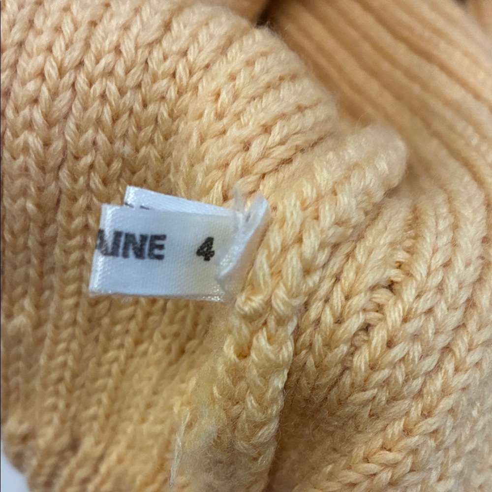 Women Saint Laurent Vintage70s Pure Wool Yellow Mustard Cable Knit Sweater Sz 4 - Picture 8 of 8
